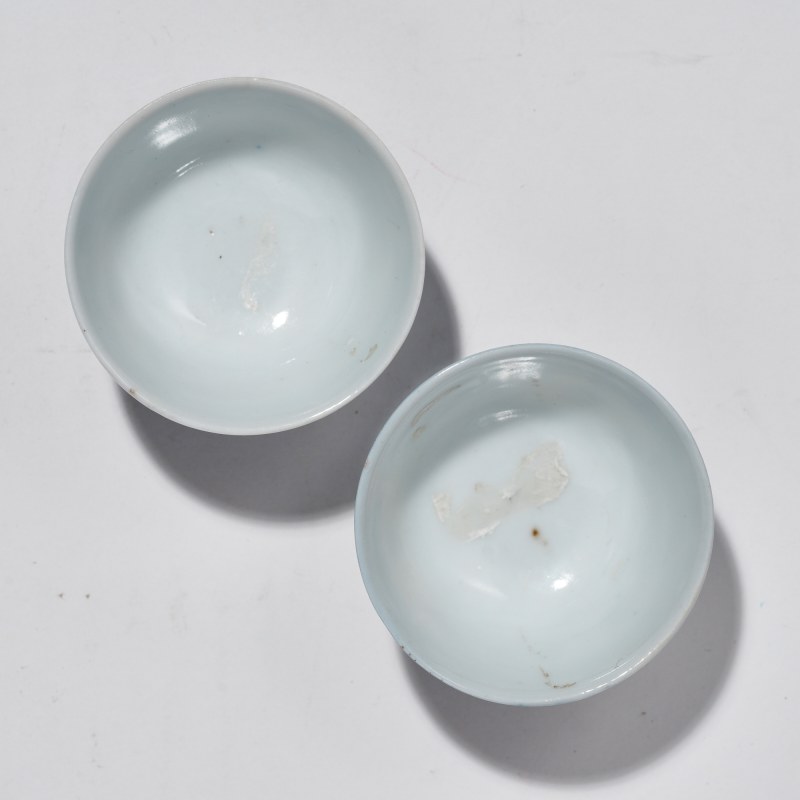 清光绪 青花福寿纹酒园两只 - 图4