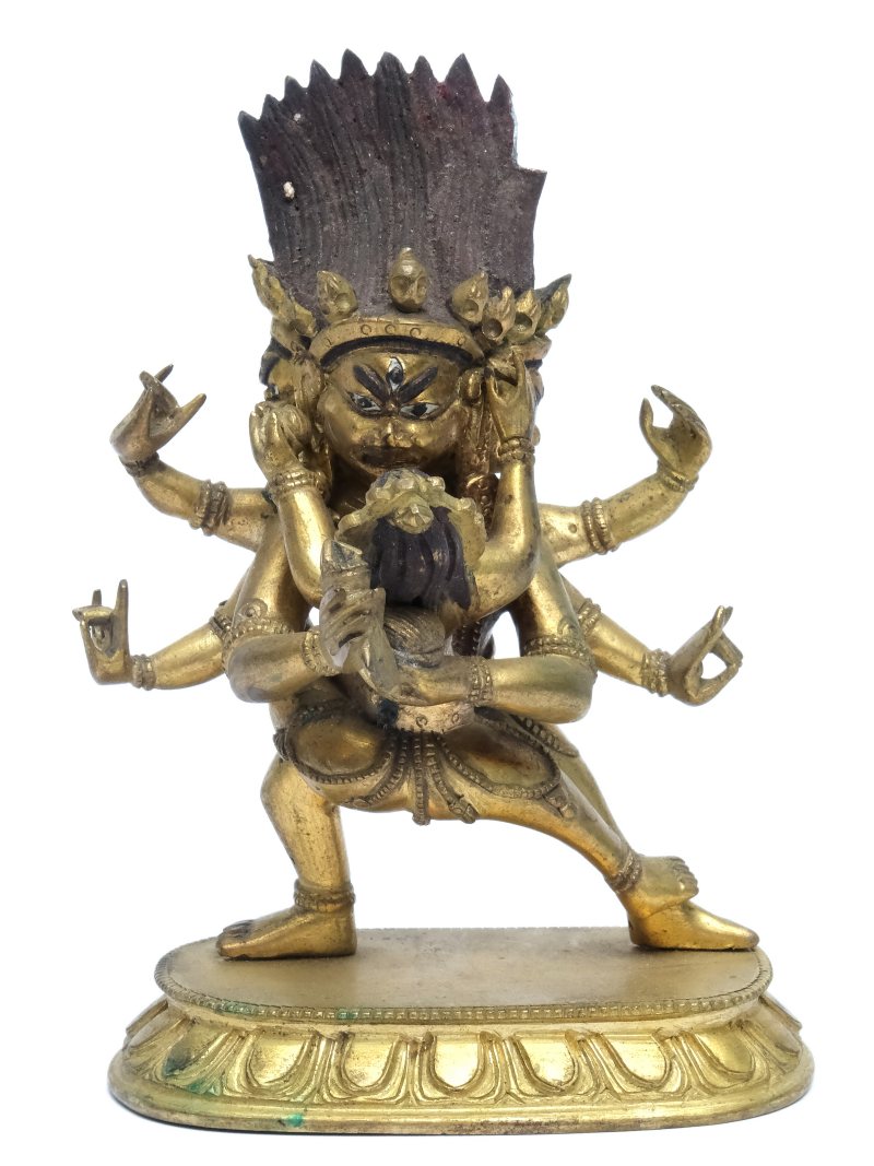 A Sino-Tibetan gilt-bronze figure of Hayagriva and consort - 图1