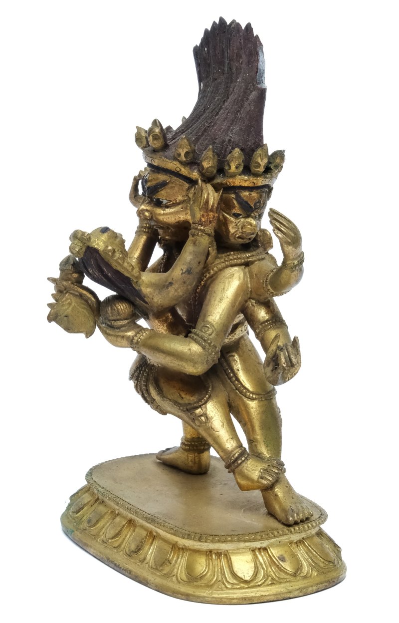 A Sino-Tibetan gilt-bronze figure of Hayagriva and consort - 图2