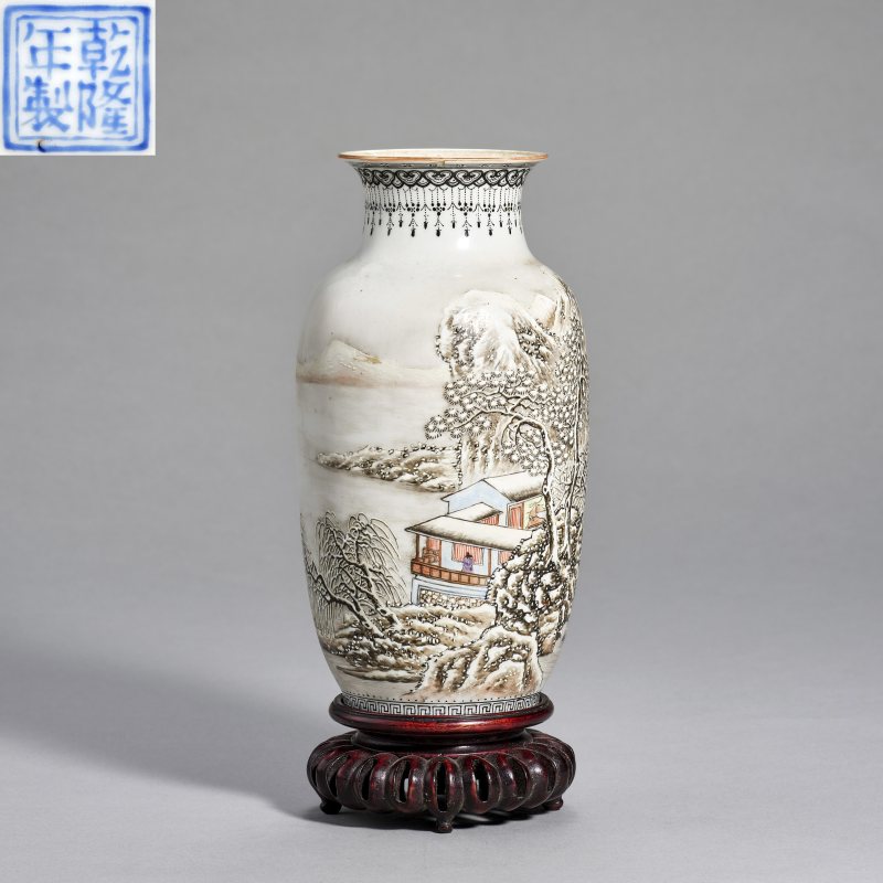 民国 雪景瓶带座 - 图1