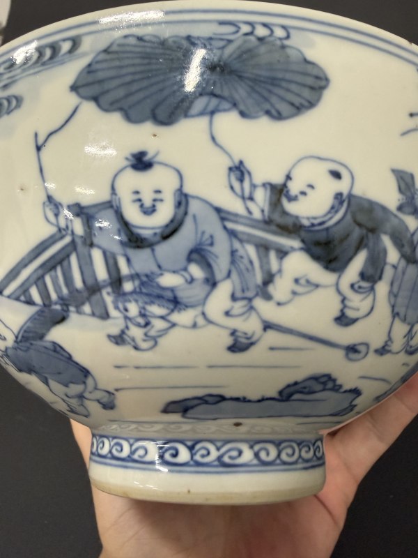 清初 青花婴戏图碗 - 图15
