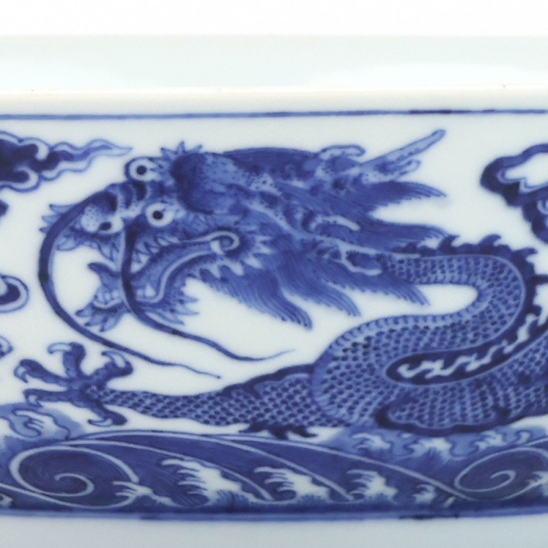清光绪 青花海水龙纹大碗 - 图4