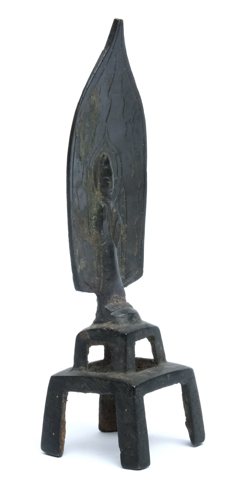 A small bronze inscribed figure of a standing Buddha - 图4