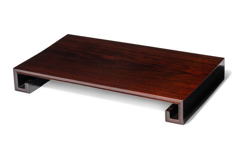 A hongmu square-sectioned scroll-shaped stand, Xiaoji