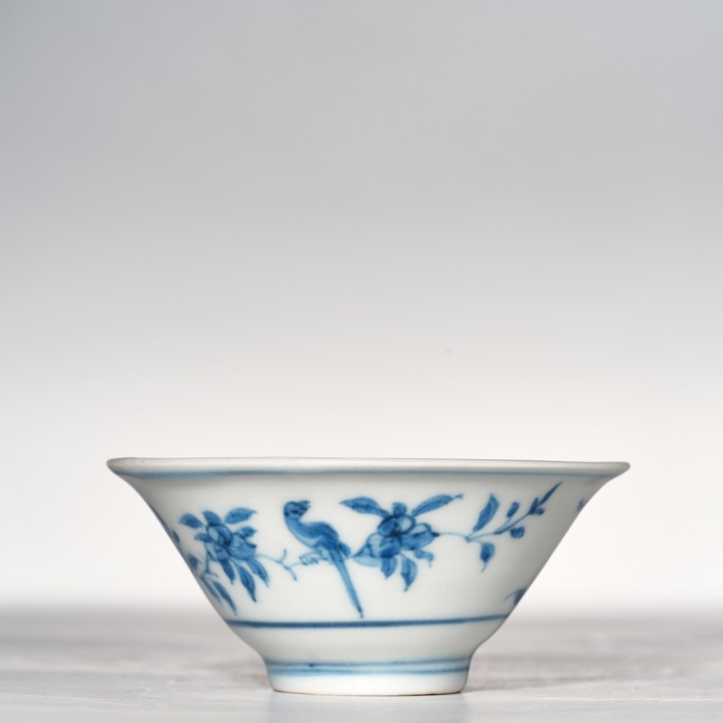 明中期 青花花鸟纹杯 - 图1