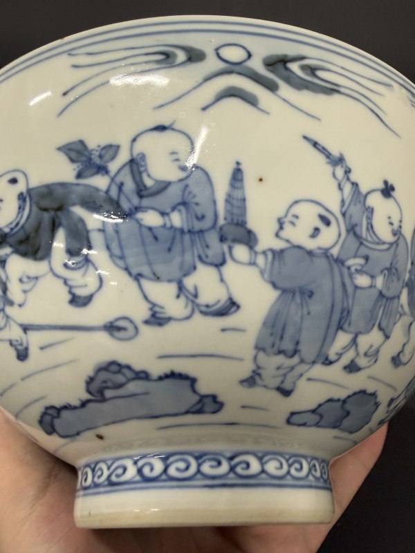 清初 青花婴戏图碗 - 图16