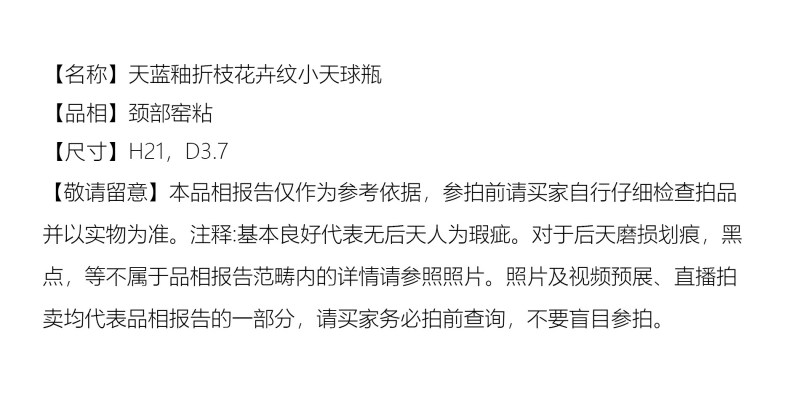 民国 天蓝釉折枝花卉小天球瓶 - 图2