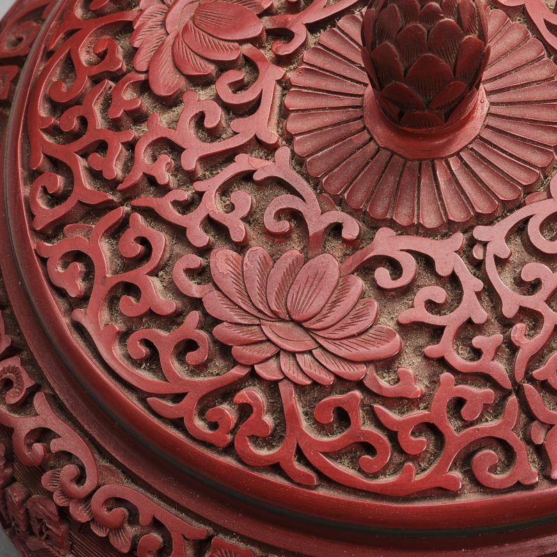 20世纪60-70年代 剔红盒、盘、瓶三件 - 图12