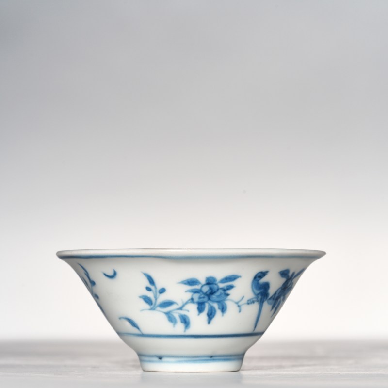 明中期 青花花鸟纹杯 - 图2