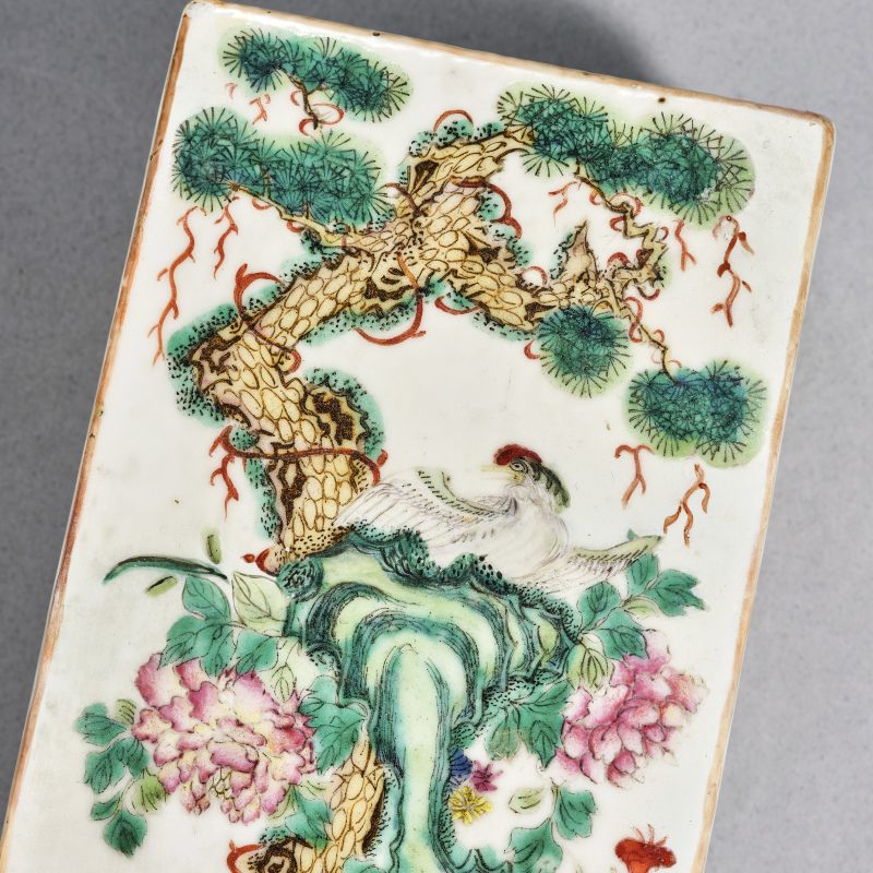 清光绪 粉彩花鸟文具盒一只 - 图3
