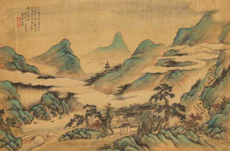 A landscape painting by Xu Gang, after Wang Shigu (1632-1717) - 图2