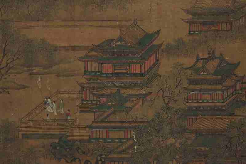 趙伯駒 | A palace scene with figures, signed and in the manner of Zhao Boju 趙伯駒 - 图11