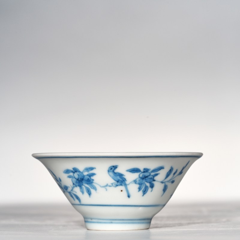 明中期 青花花鸟纹杯 - 图3