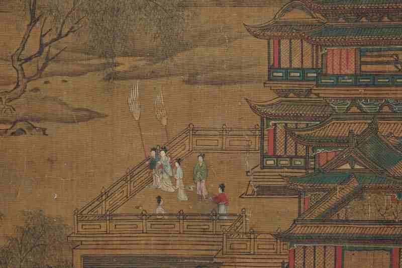 趙伯駒 | A palace scene with figures, signed and in the manner of Zhao Boju 趙伯駒 - 图12