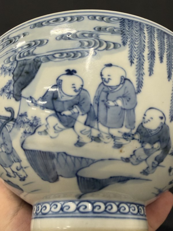 清初 青花婴戏图碗 - 图18