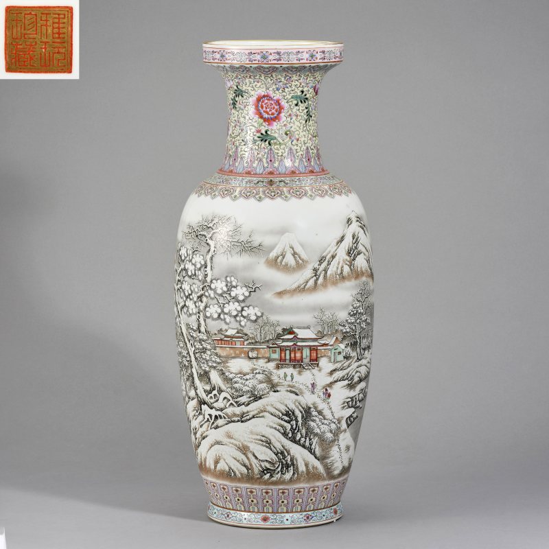 20世纪70年代 "雅玩珍藏“款雪景大瓶 - 图1