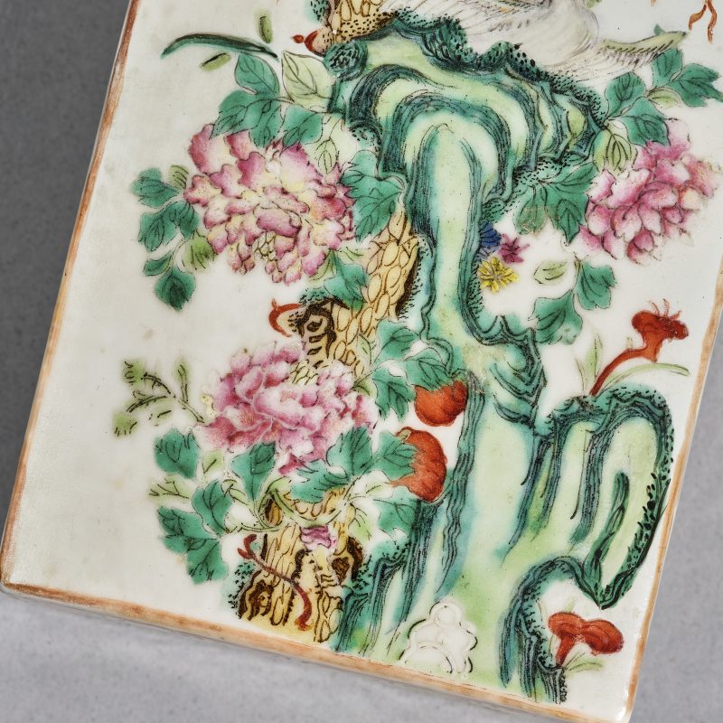 清光绪 粉彩花鸟文具盒一只 - 图4