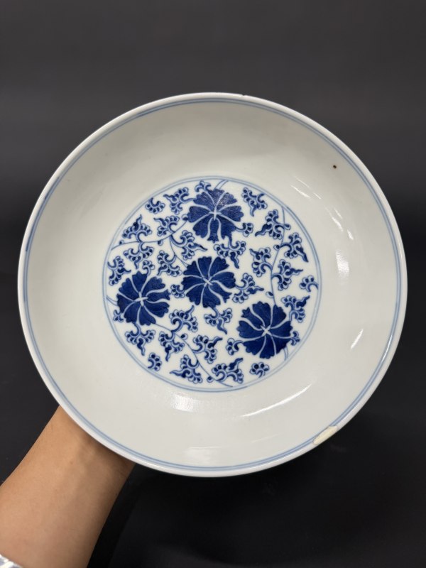 清同治 青花缠枝花卉纹盘 - 图6