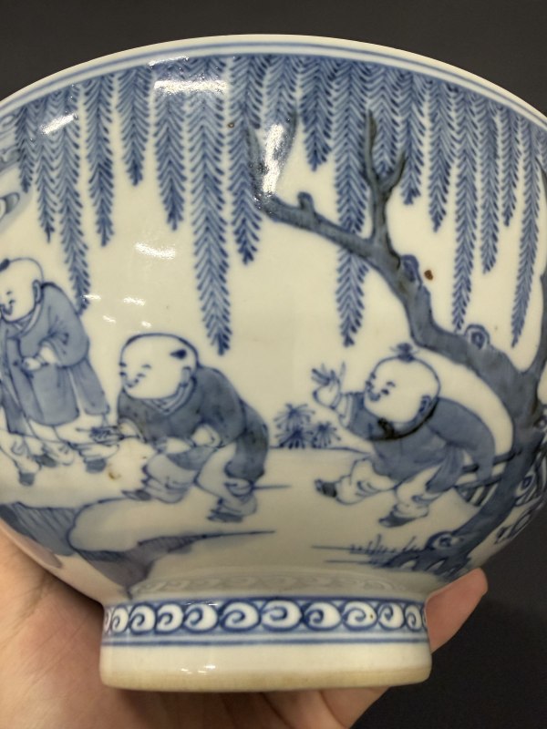 清初 青花婴戏图碗 - 图19
