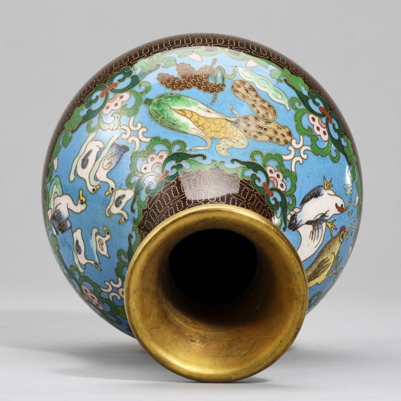 20世纪60年代 景泰蓝花鸟瓶 - 图5