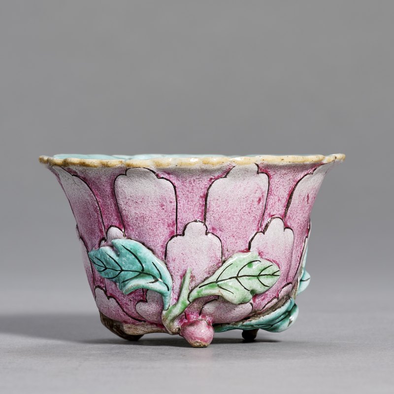 清雍正 粉彩玉兰花卉杯 - 图4