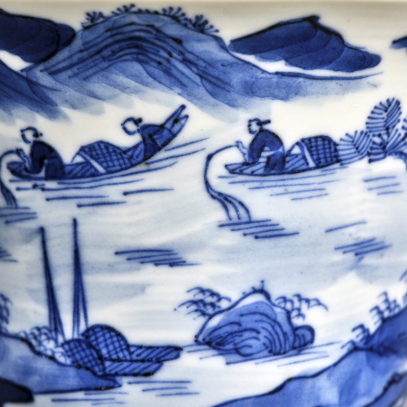 清道光 青花渔樵耕读杯一对 - 图10