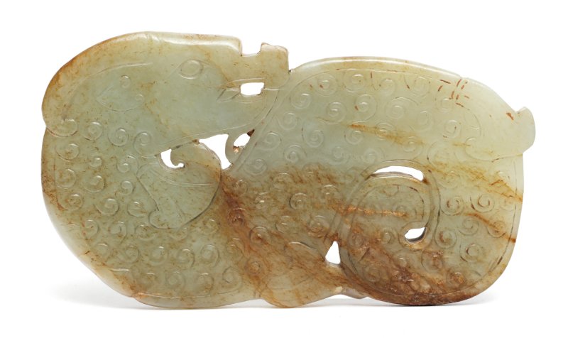 A large jade 'qylin' amulet