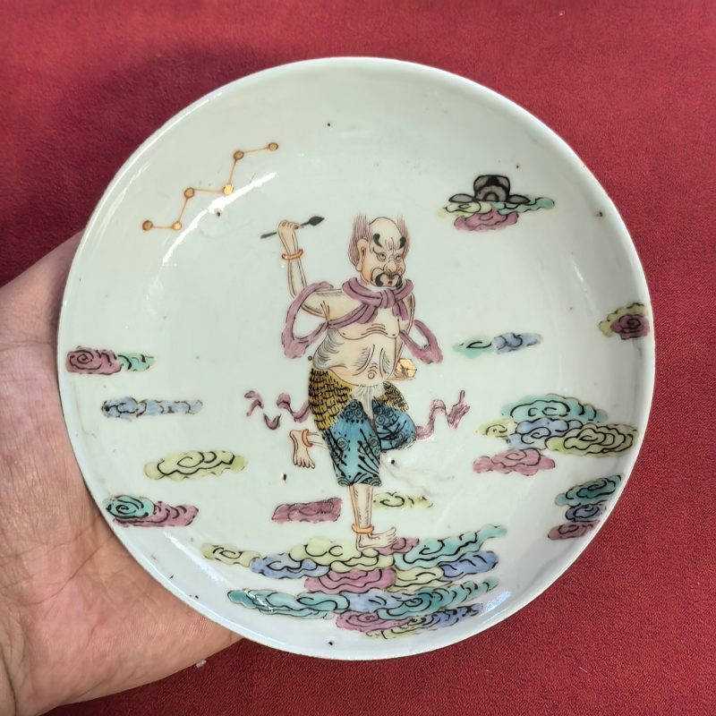 清同治 粉彩魁星点卯图盘 - 图4