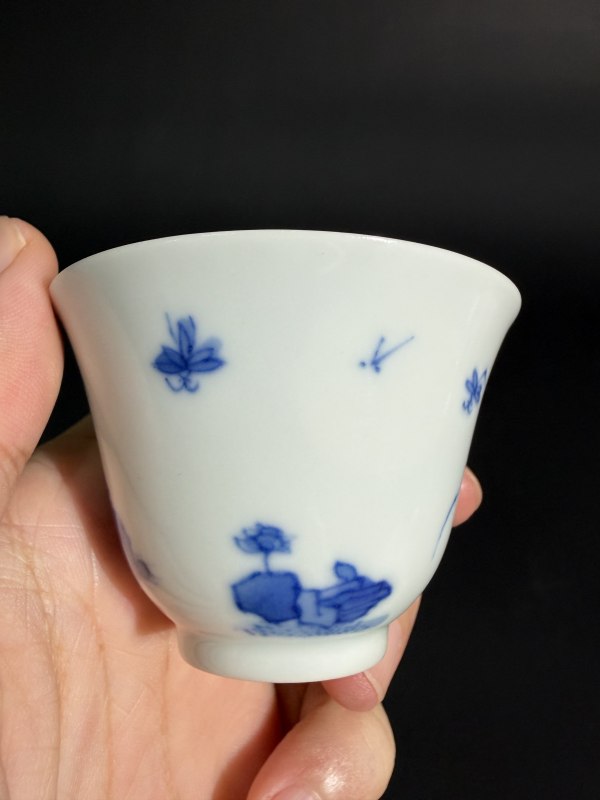 清康熙 青花花卉纹杯 - 图12