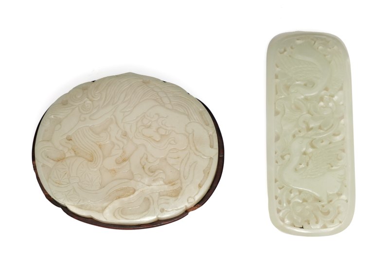 Two jade ruyi sceptre inserts