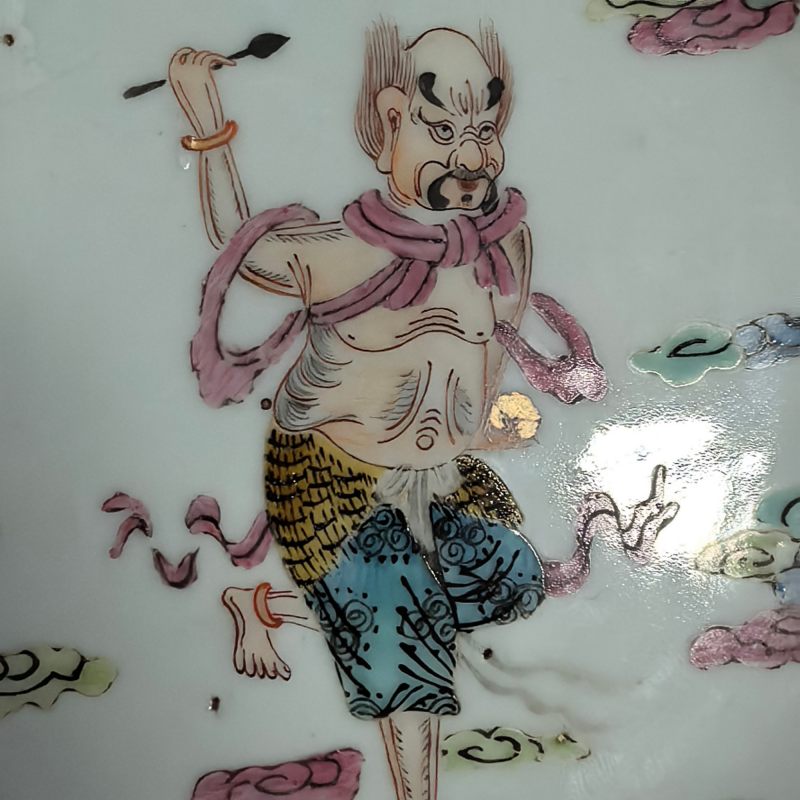 清同治 粉彩魁星点卯图盘 - 图5