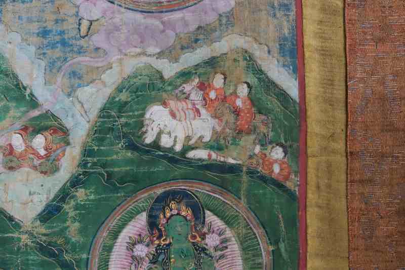 A Tibetan Thangka Depicting Green Tārā and Mahākāla - 图7