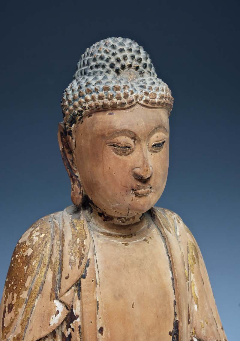 Three larger wooden Buddha figures - 图10