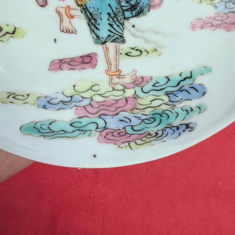清同治 粉彩魁星点卯图盘 - 图6