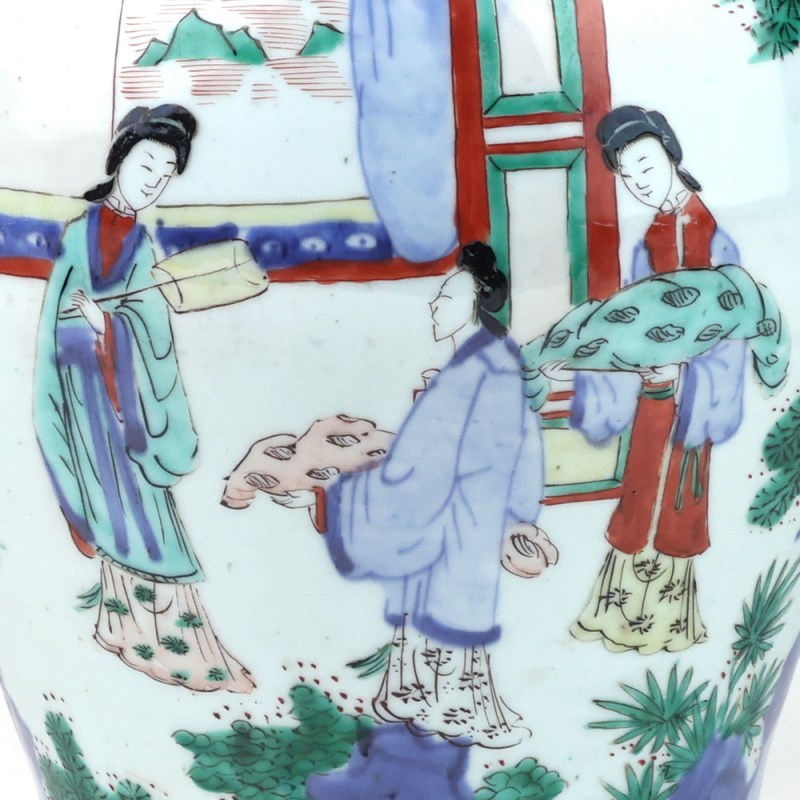 清康熙 五彩仕女罐 - 图6