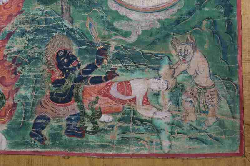 A Tibetan Thangka Depicting Green Tārā and Mahākāla - 图8