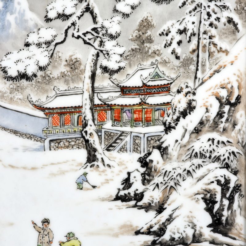 20世纪50年代 粉彩雪景瓷板 - 图5