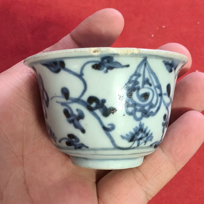 明中期 青花花卉纹杯 - 图8
