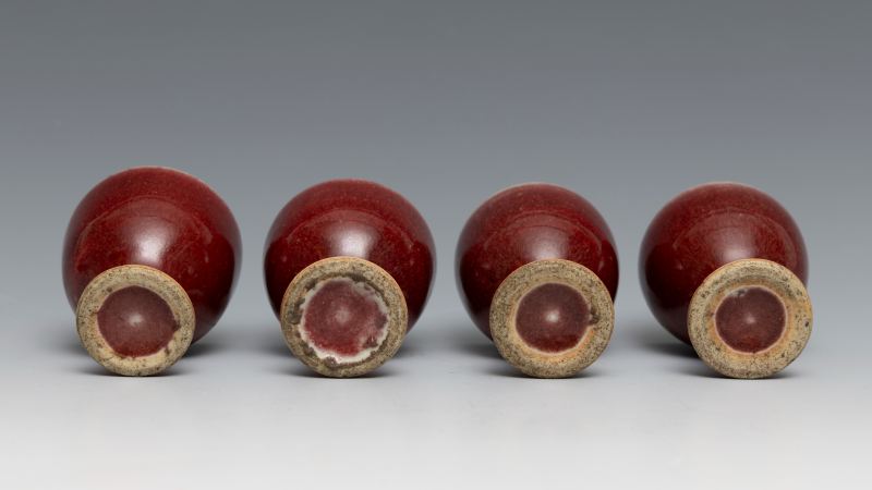 Four small copper-red glazed stem/wine cups - 图8