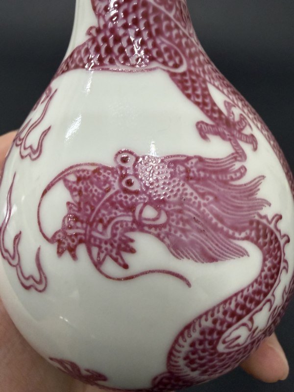 清光绪 胭脂彩云龙纹胆瓶 - 图12