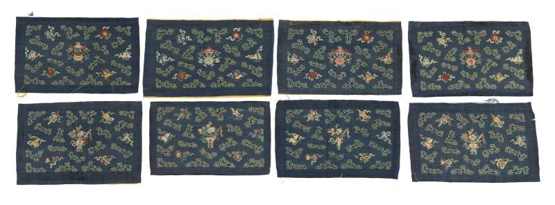 Eight silk kesi panels with Buddhist symbols