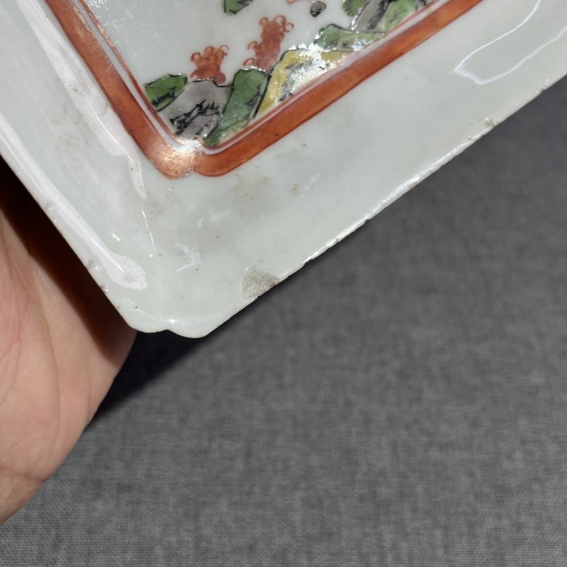 明天启五彩人物四方洗一对 - 图8