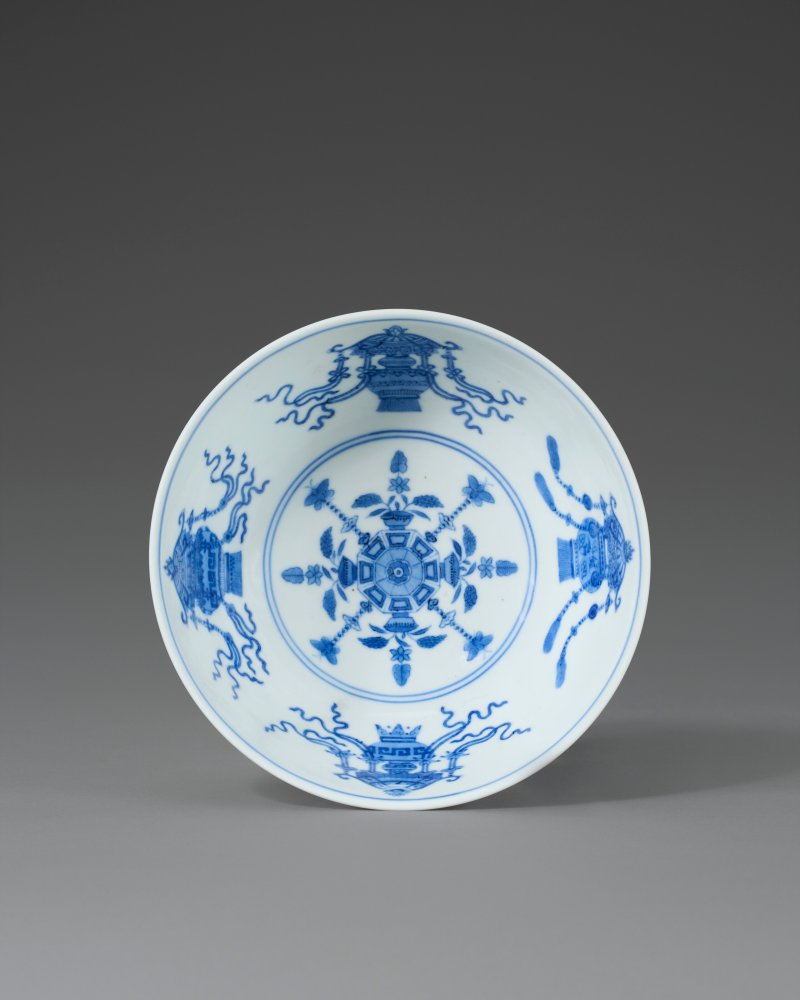 清道光 胭脂紅地粉彩軋道開光五穀豐登盌 六字篆書款  DAOGUANG SEAL MARK IN UNDERGLAZE BLUE AND OF THE PERIOD (1821-1850) - 图5