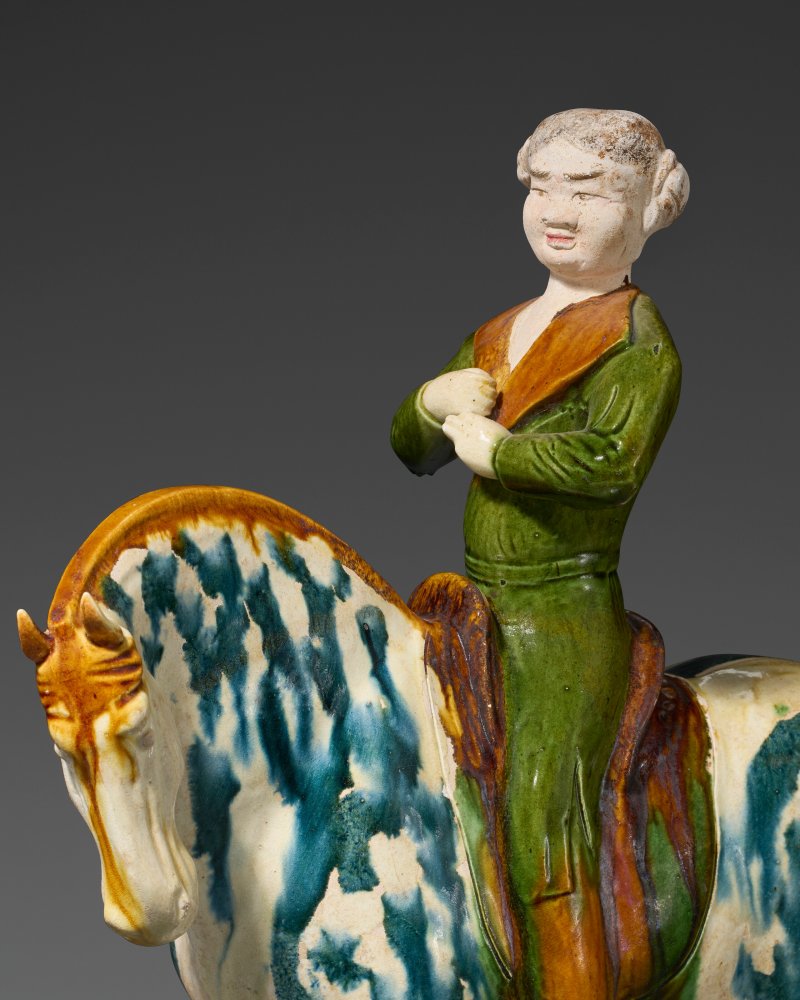 唐 三彩加藍騎馬俑一對  TANG DYNASTY (AD 618-907) - 图3