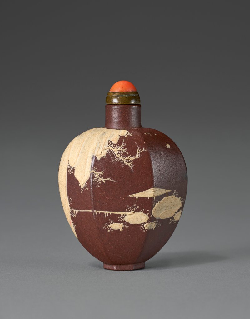 1780-1830年 宜興亭台山水圖六方鼻煙壺  YIXING, 1780-1830 - 图1