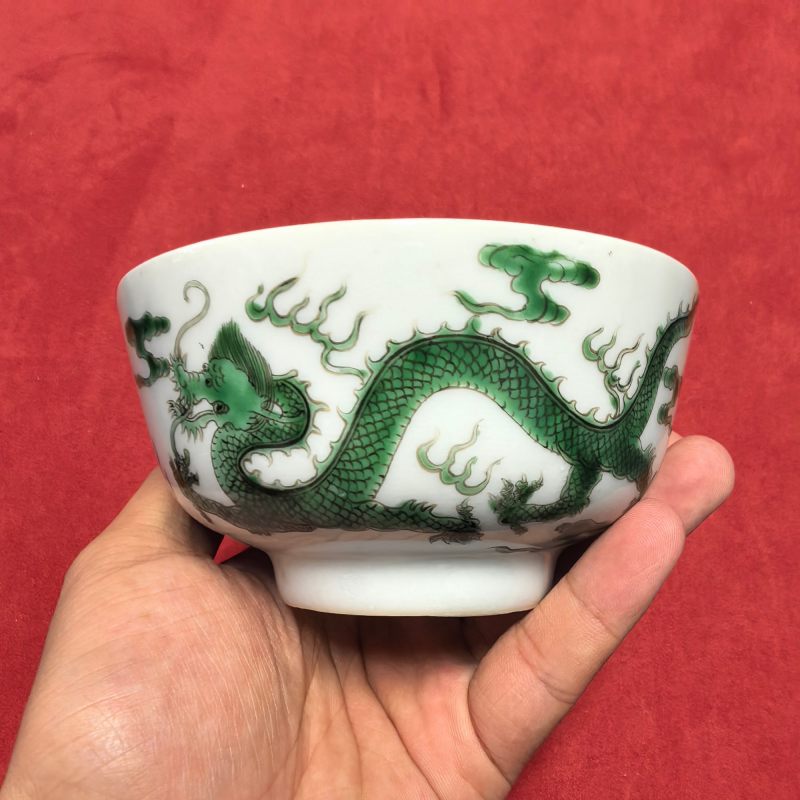 清晚期 绿彩龙纹碗 - 图7