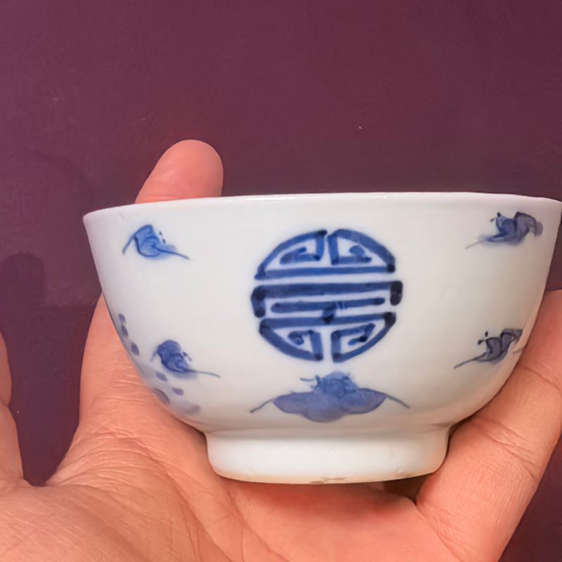 清中晚期 青花和合二仙人物杯两只 - 图9