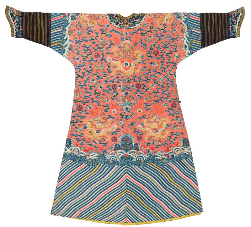清道光 杏地緙絲繡金龍紋蟒袍  DAOGUANG PERIOD (1821-1850) - 图2