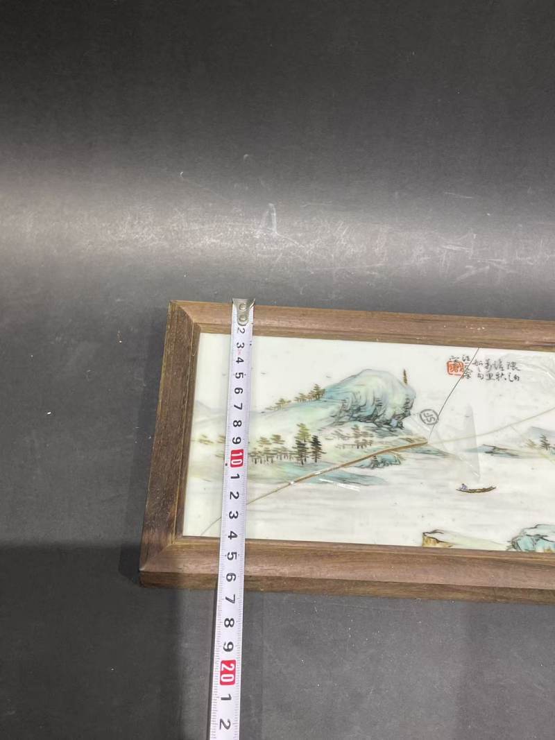 民国粉彩汪大沧山水瓷板 - 图9