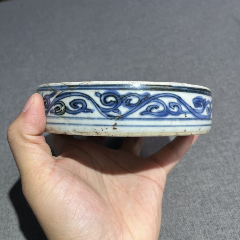 明晚期青花花卉砚台 - 图5